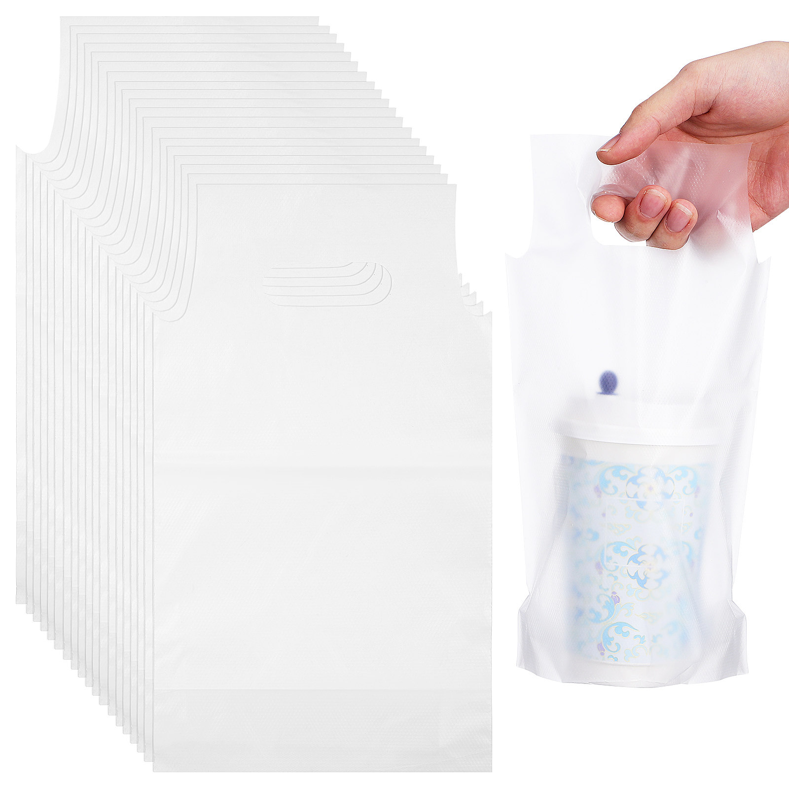 Coffee Tea Drinks - 500 Sacos Transparentes com Alça para