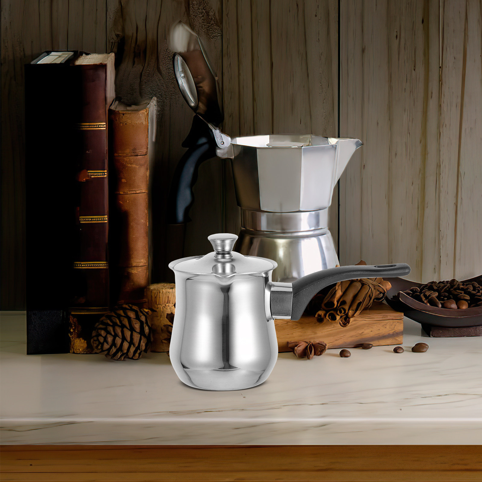 Coffee Tea Pot - Cafeteira Turca de Aço Inoxidável 360ml,