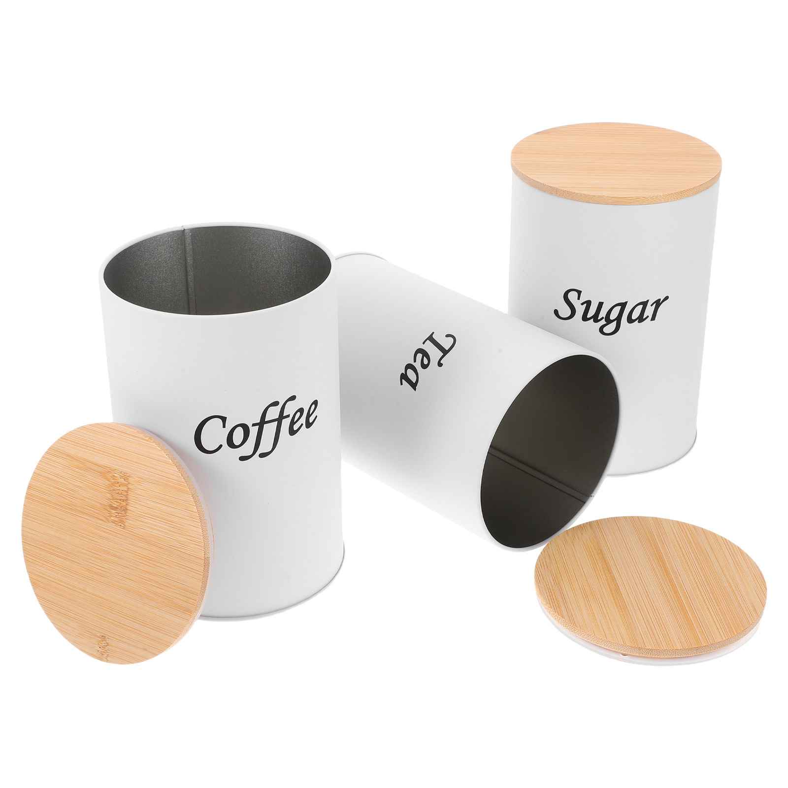 Coffee Tea Beans - Conjunto de 3 Latas Redondas Herméticas