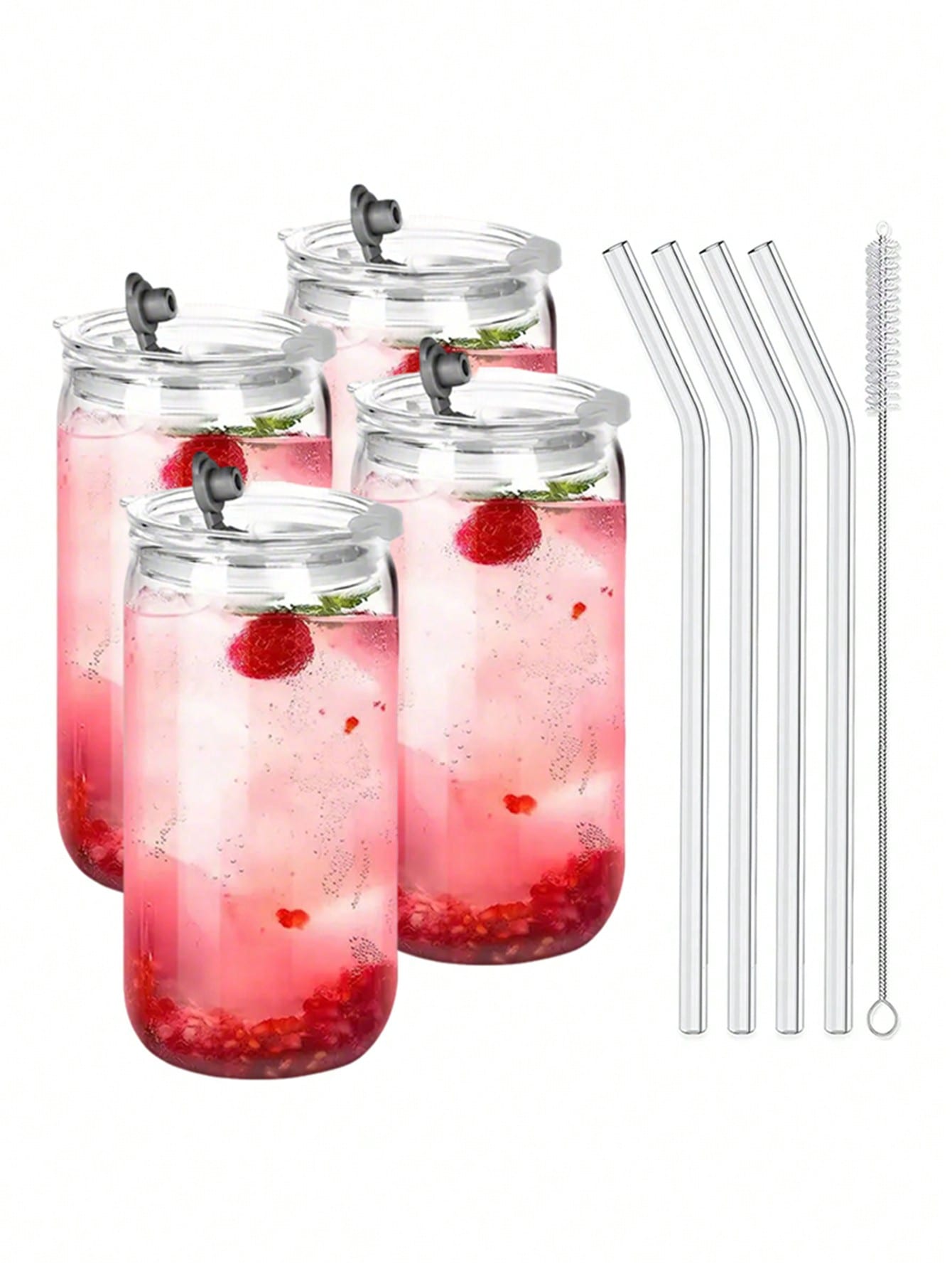 Coffee Tea Jar Set - Copos de Vidro com Tampas e