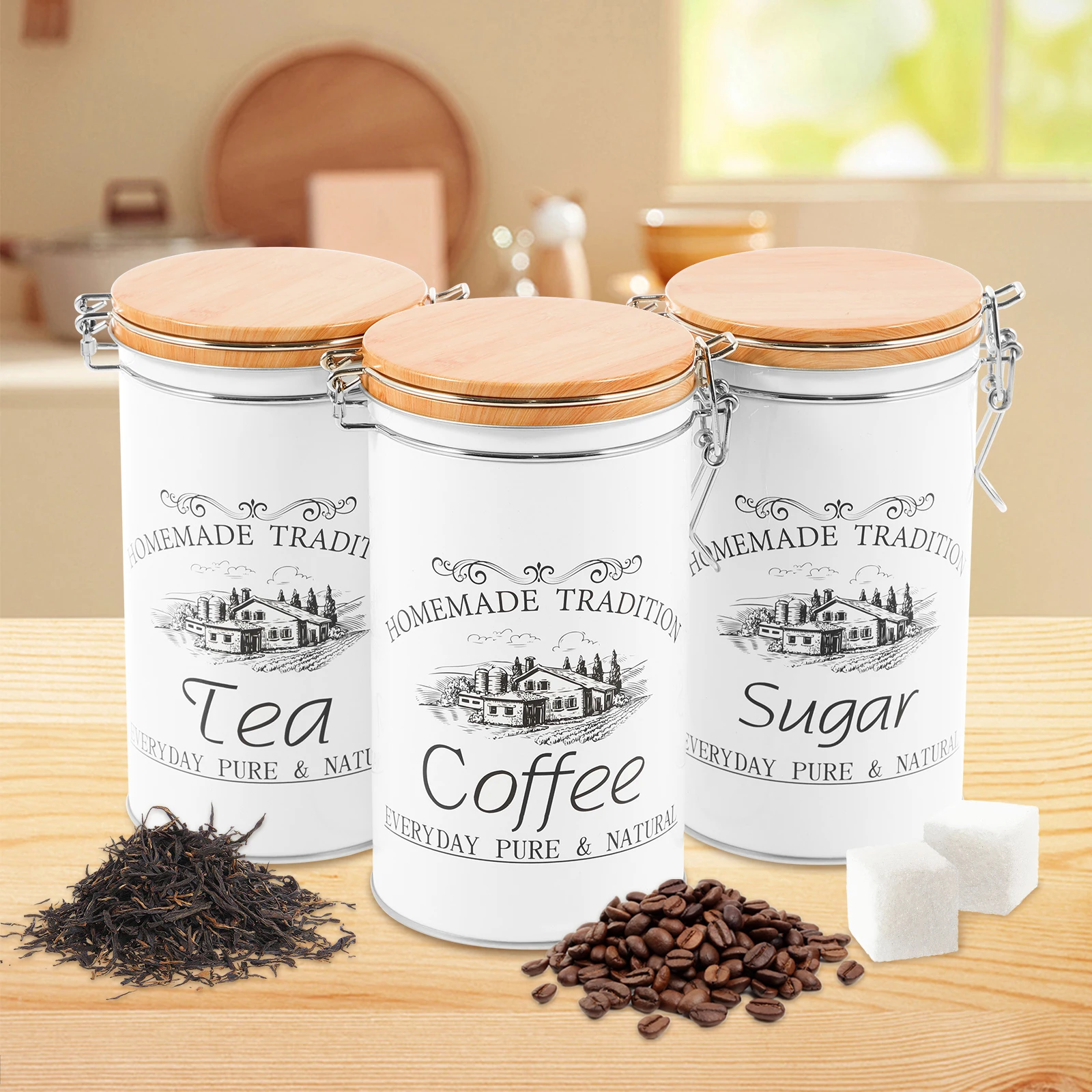 Coffee Tea Jar Set - 3 pçs/set chá café açúcar vasilhas