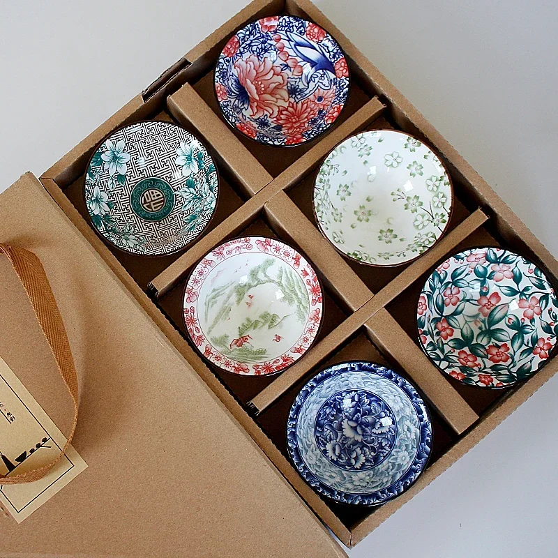 Coffee Tea In Chinese - 6 pçs chinês casa teaware azul