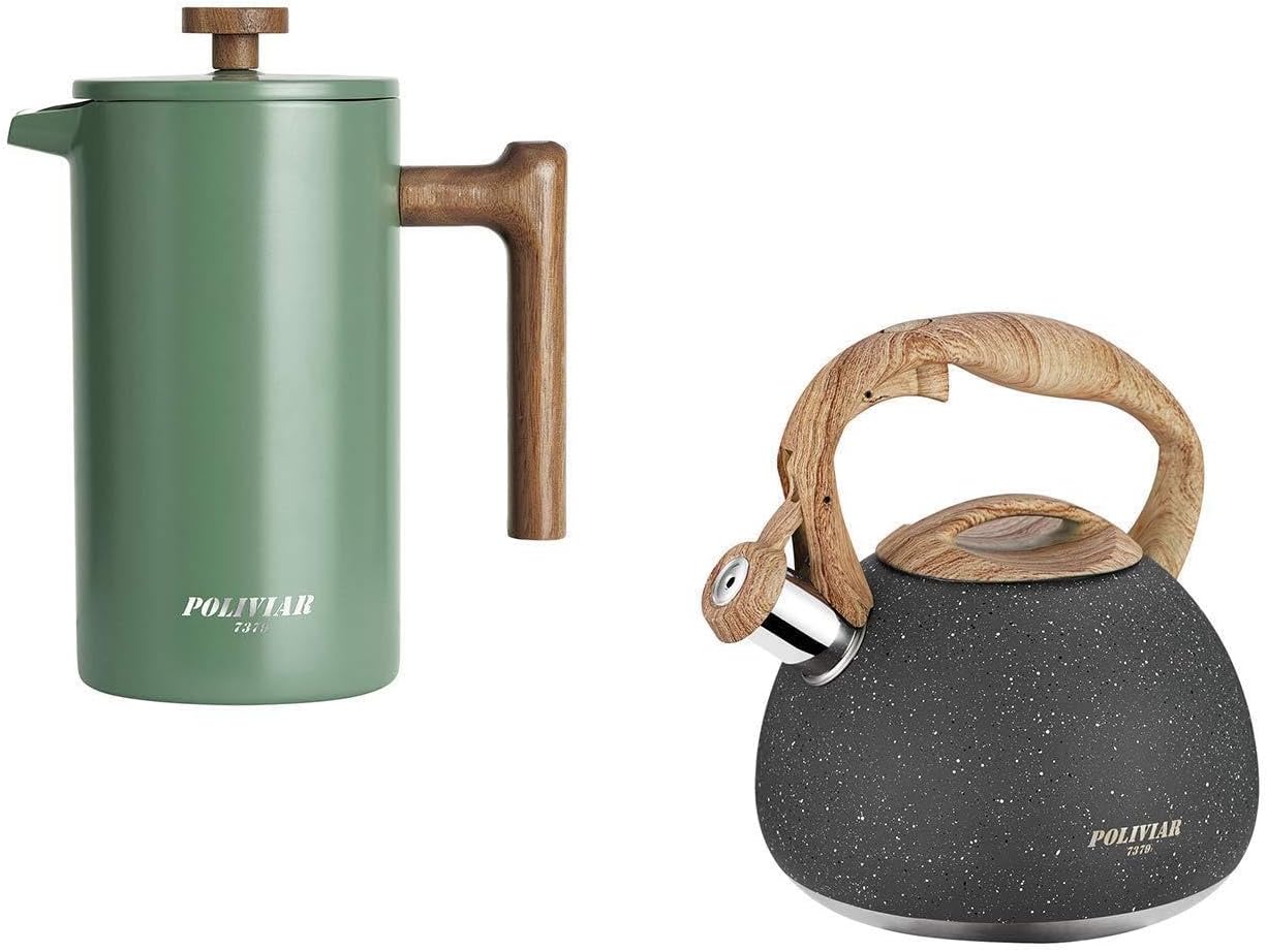 French Press Coffee & Tea - Pacote Combinado POLIVIAR: Cafeteira de Prensa