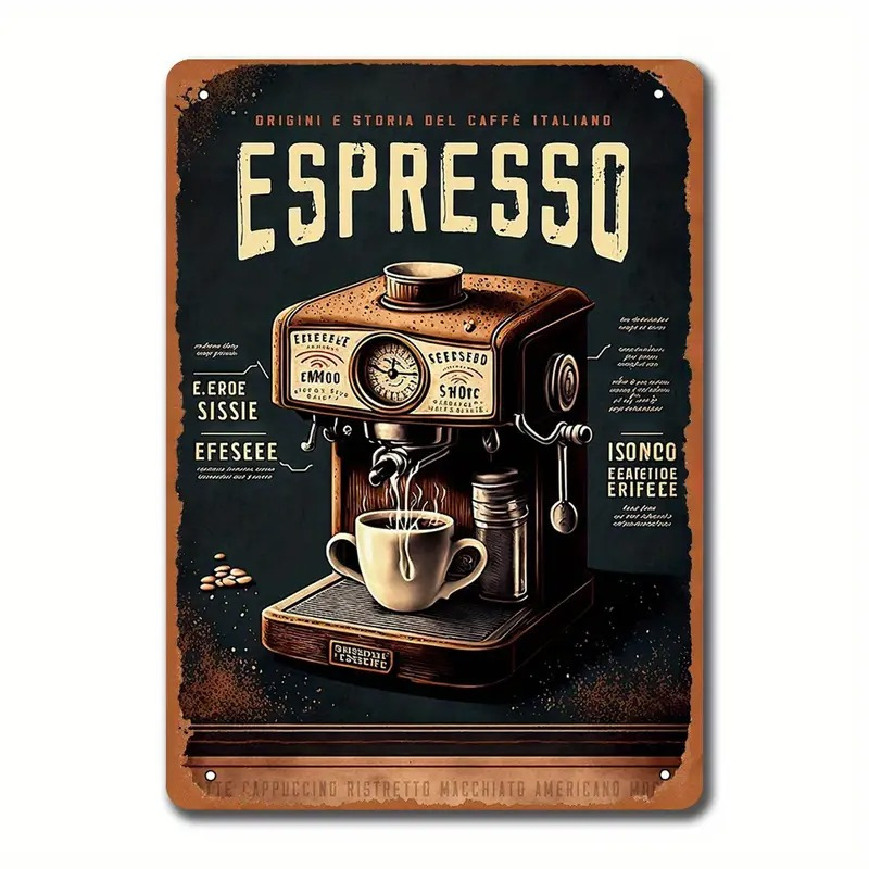 Coffee Tea Drinks - Placa de Metal Retrô - 