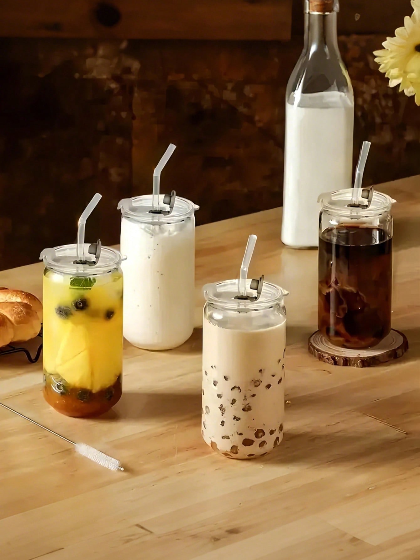 Copos de Vidro com Tampas e Ca - Coffee Tea Jar Set avaliação e preço