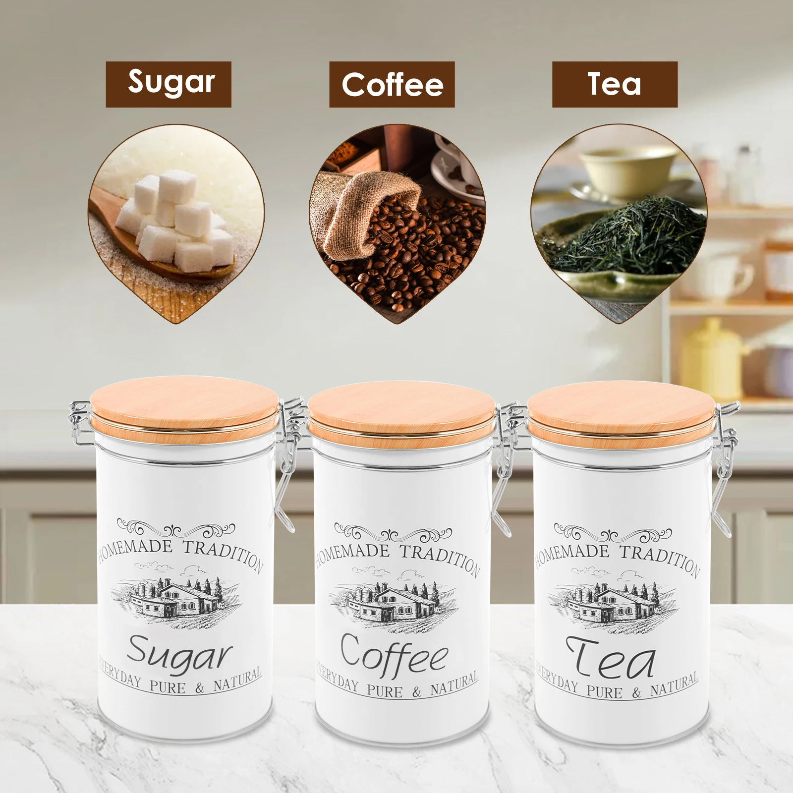 3 pçs/set chá café açúcar vasi - Coffee Tea Jar Set avaliação e preço