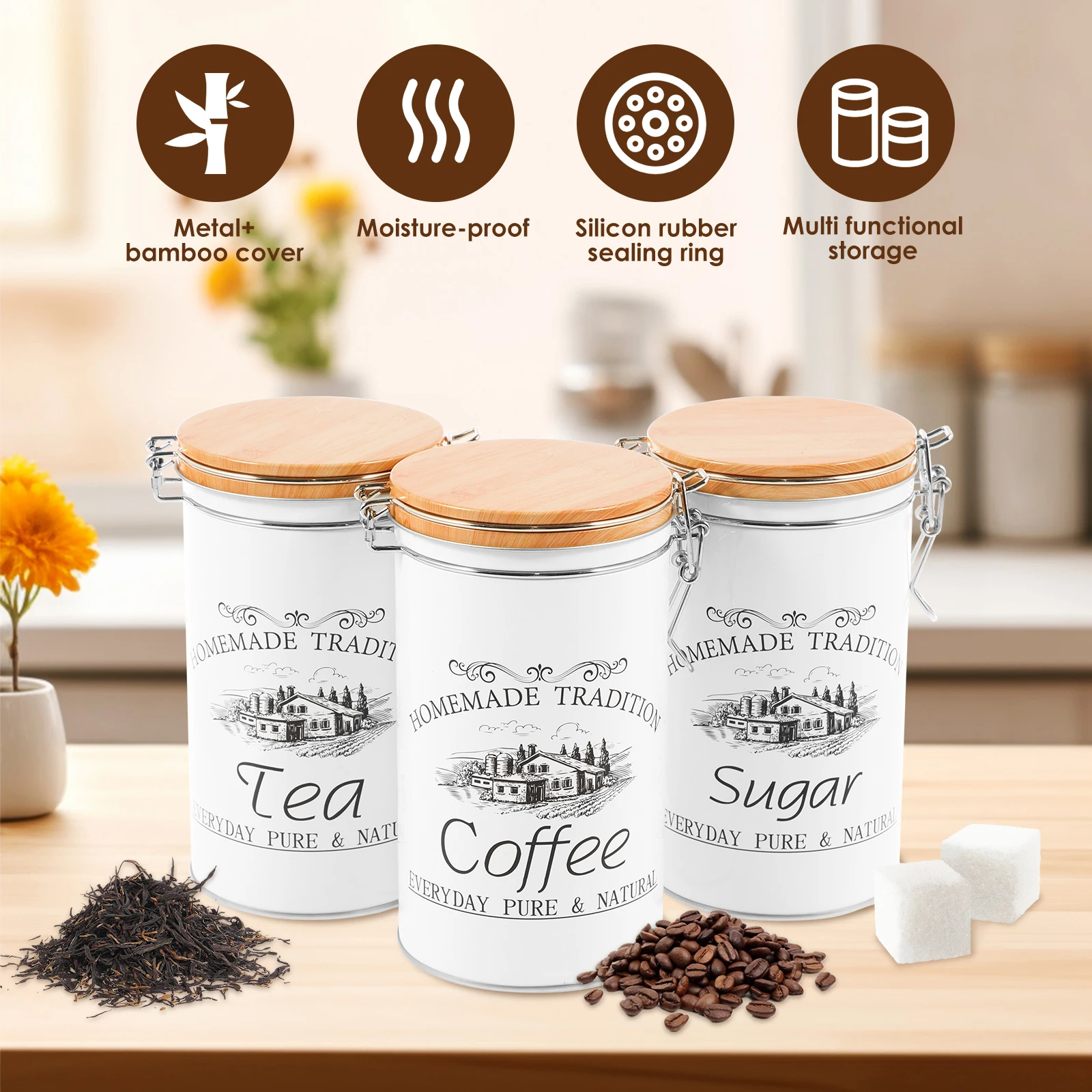 3 pçs/set chá café açúcar vasi - Coffee Tea Jar Set avaliação e preço