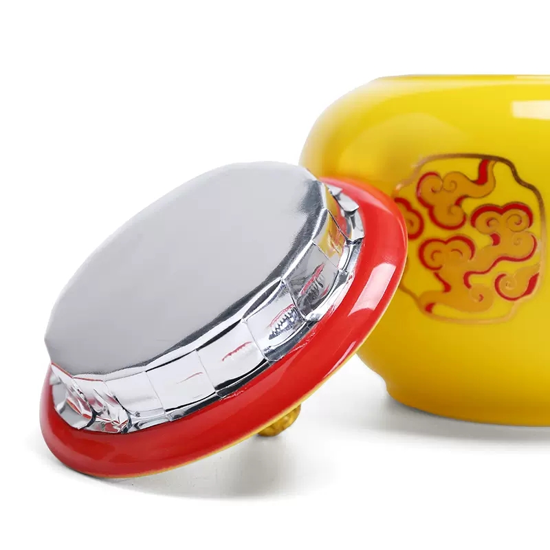 Pote de cerâmica amarelo estil - Coffee Tea In Chinese avaliação e preço