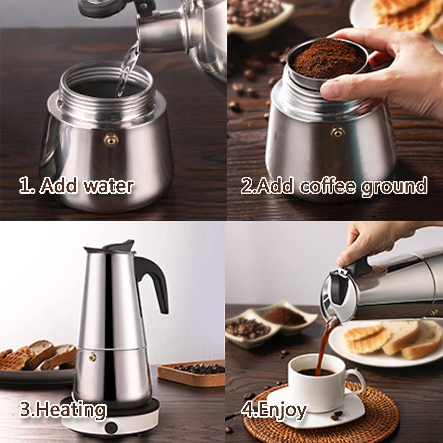 4/6/9 Xícaras Moka Pot Caffe M - Coffee Tea Making Machine avaliação e preço